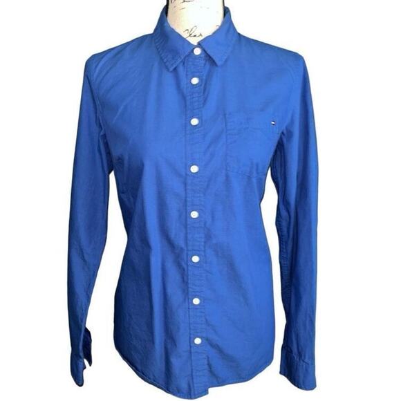 Tommy Hilfiger classic fit royal blue long sleeve button down medium - Picture 1 of 5